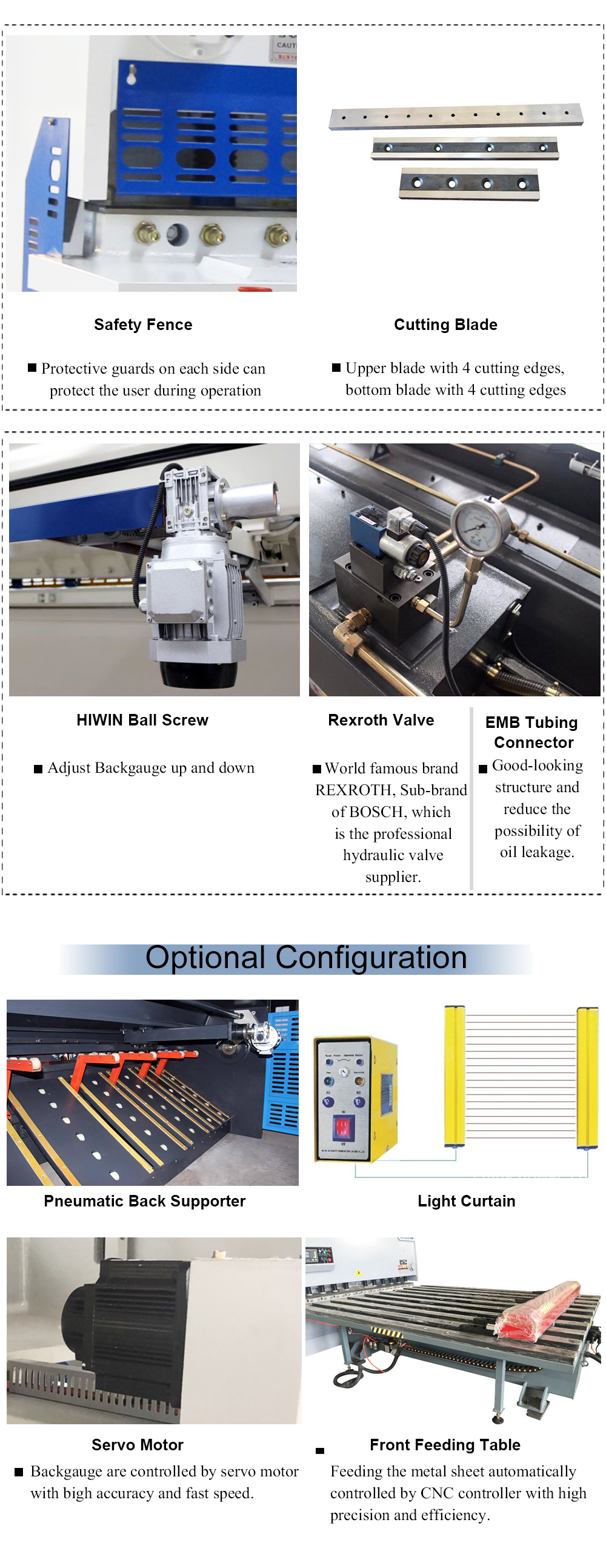 Cisailles guillotine hydrauliques CNC