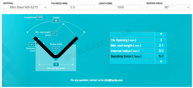 Calculateurs de pliage de presse plieuse en ligne