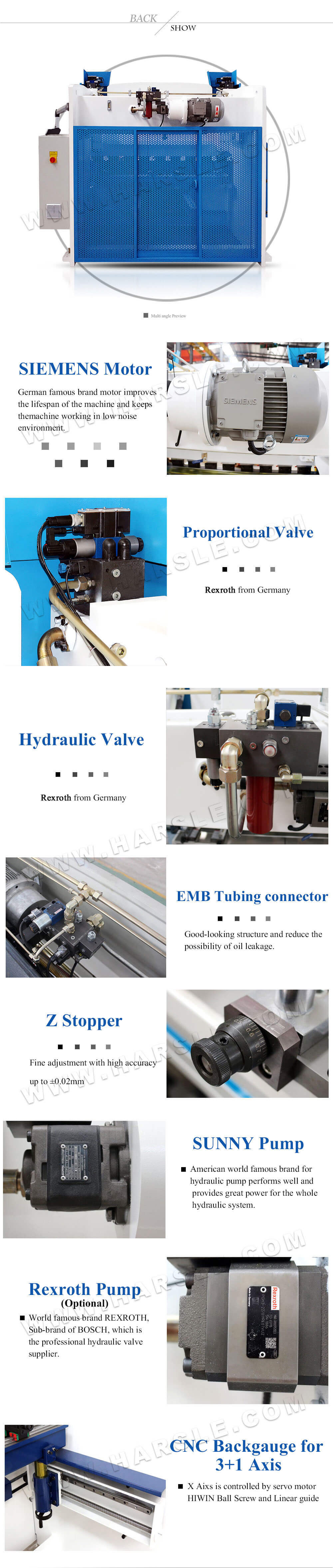 plans de frein de presse hydraulique